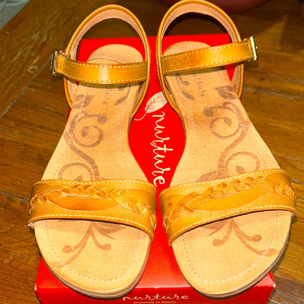 NWT⭐️NURTURE🌻LEATHER “Marrlowe” SANDALS Size 8.5🤎Color: Parker Tan - Picture 5 of 12